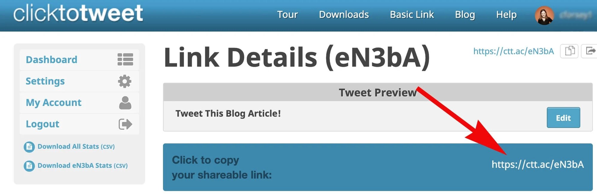 how to use clicktotweet.com to generate a new link