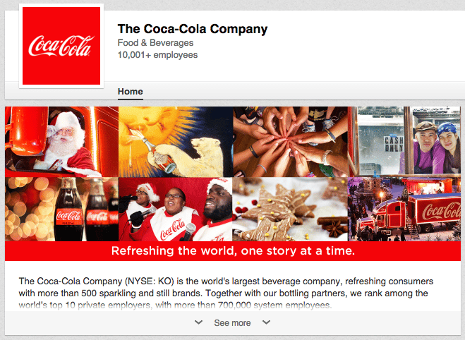 coca cola linkedin page