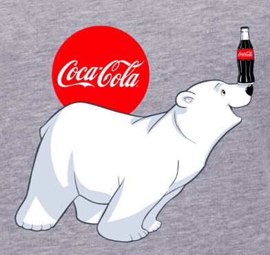 Coca-Cola logo design with polar bear on grey background