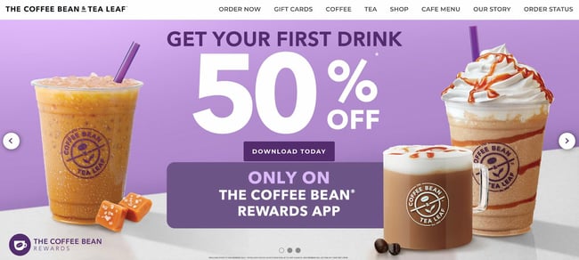 website example of the coffee shop website coffee bean