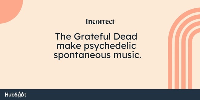مثال‌هایی از قوانین ویرگول: The Grateful Dead موسیقی خودجوش روان‌گردان می‌سازند.