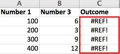 #REF! error in Excel due to a deleted column