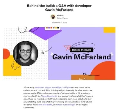 blog ideas, interview with Figma developer Gavin McFarland