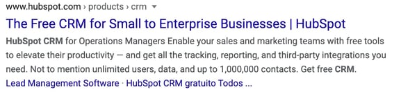 HubSpot's compelling page title for CRM.