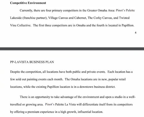 Business plans examples: Competitive Landscape