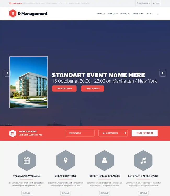 Event management wordpress conference theme