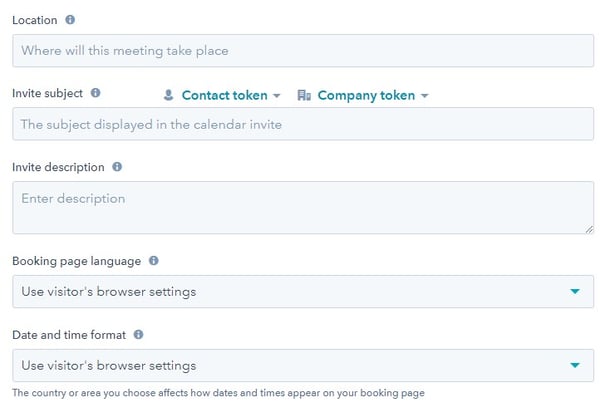 screenshot of meetings tool to configure meeting in hubspot