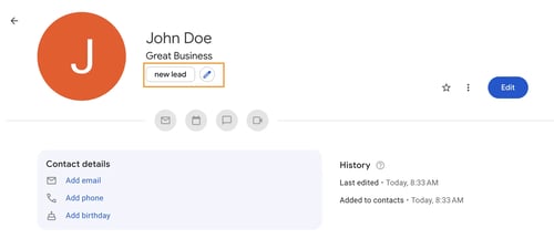 google contacts contact record