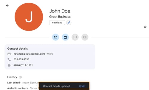 undo changes on google contacts
