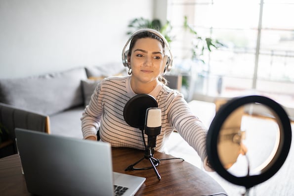 Content creator filming a video