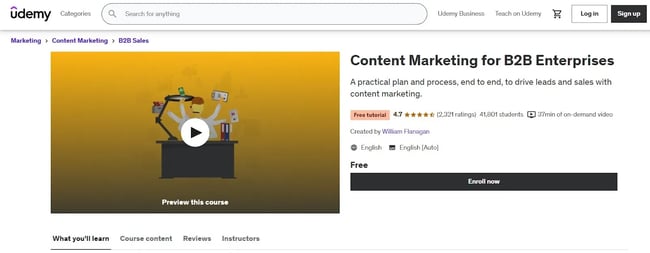 Image of the content marketing for B2B enterprises course