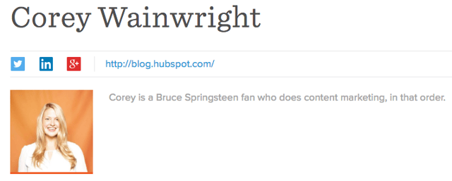 Corey Wrainwright's professional bio as a blog byline for HubSpot