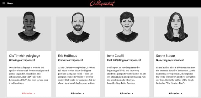 Meet the team page — The Correspondent example