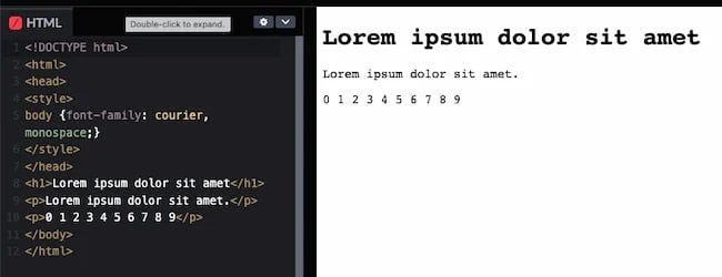 HTML and CSS fonts code example: Courier - best html fonts 