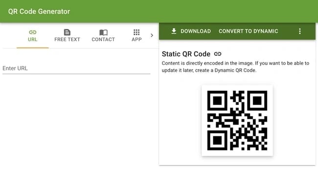Generate QR code using quick action
