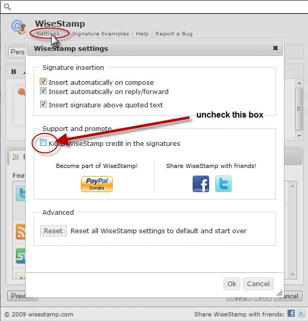 social media optimized email signature: WiseStamp 4