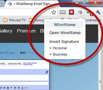 social media optimized email signature: WiseStamp for Gmail install
