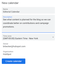 Agregar detalles en Google Calendar para Crear un nuevo Calendario