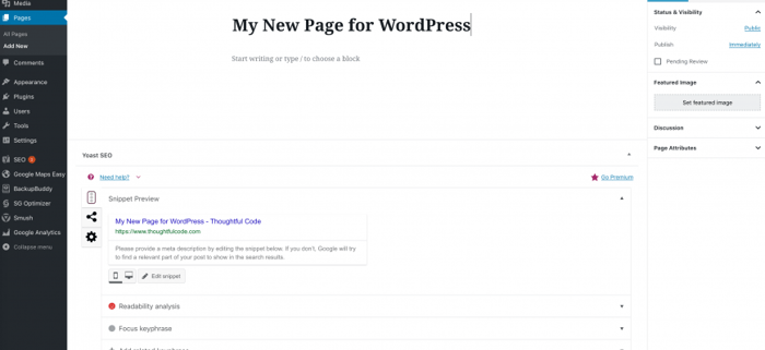 Crear una nueva página en WordPress