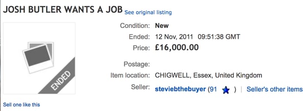 Josh Butler Job Search Listing on eBay