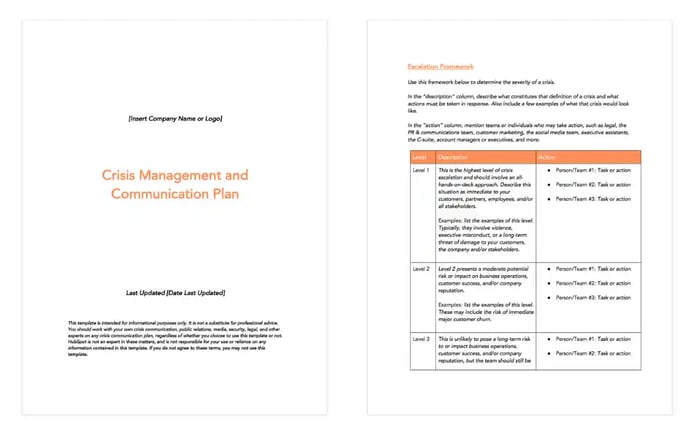 crisis management and communication plan template