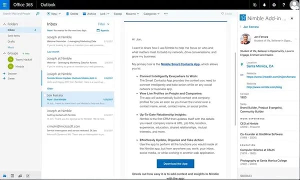 Nimble CRM Microsoft Outlook