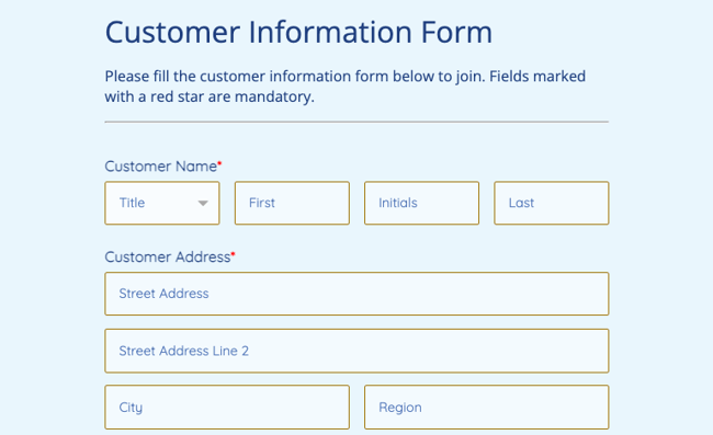 customer registration form by 123FormBuilder