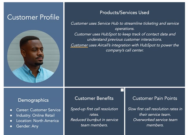 how to get your first customer: sample customer profile
