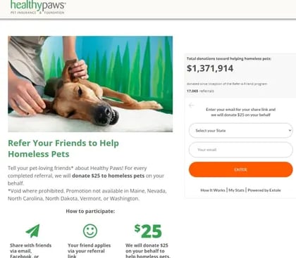 Referral program examples: Healthy Paws