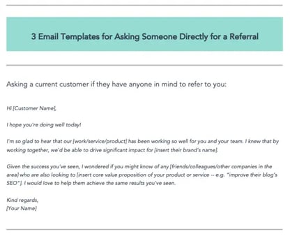HubSpot customer referral templates