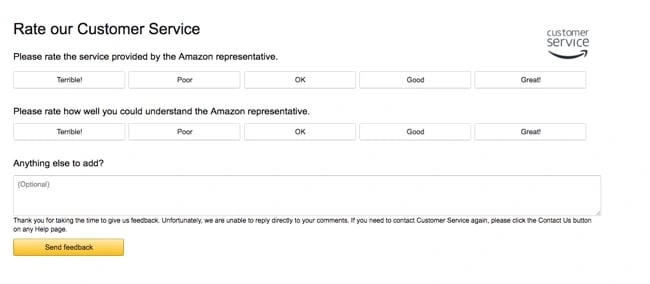 customer satisfaction survey example: amazon