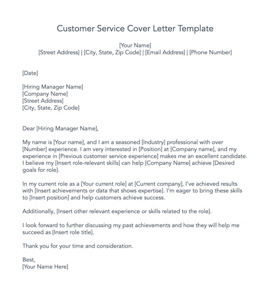 cover letter for online customer service