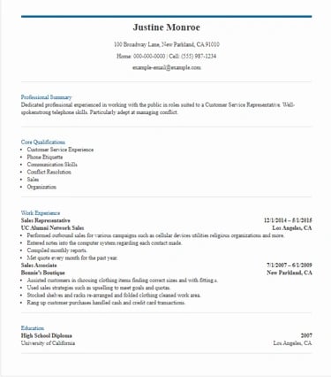 best customer service resume example entry level