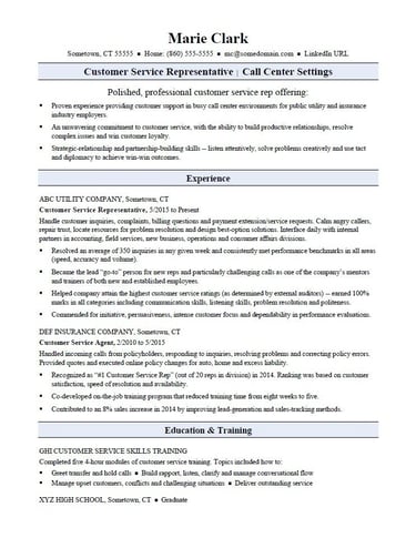 best customer service resume example experienced