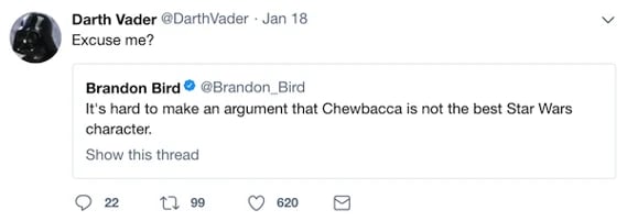 Darth Vader tweet reply