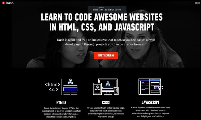 Image of the Dash web development course 