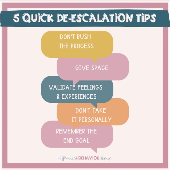 what are de-escalation techniques; diagram showing de-escalation techniques.