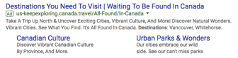 destinasjon canada google ads kampanje