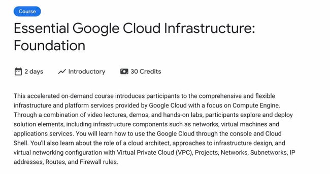 best devops certifications, Essential Google Cloud Infrastructure: Foundation