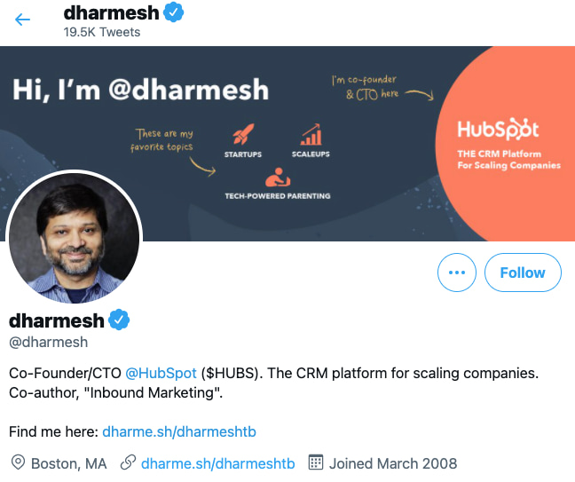 Trayectoria profesional de Darmesh Shah en Twitter