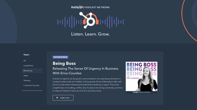digital marketing strategy example: hubspot podcast network