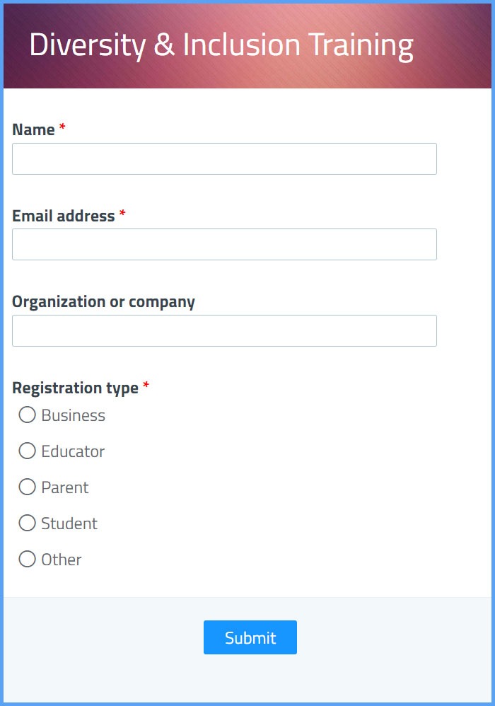 simple registration form