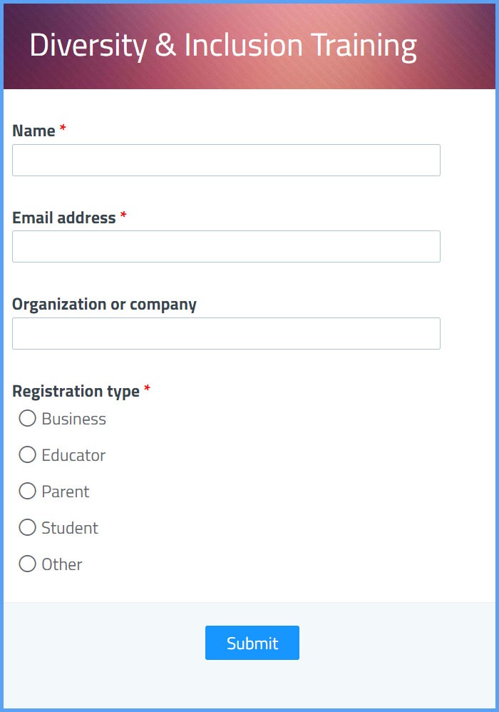 diversity and-inclusion training-registration form template by formsite