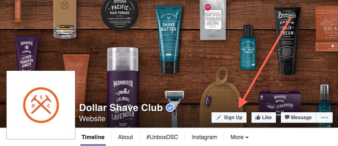 Dollar Shave Club Facebook CTA