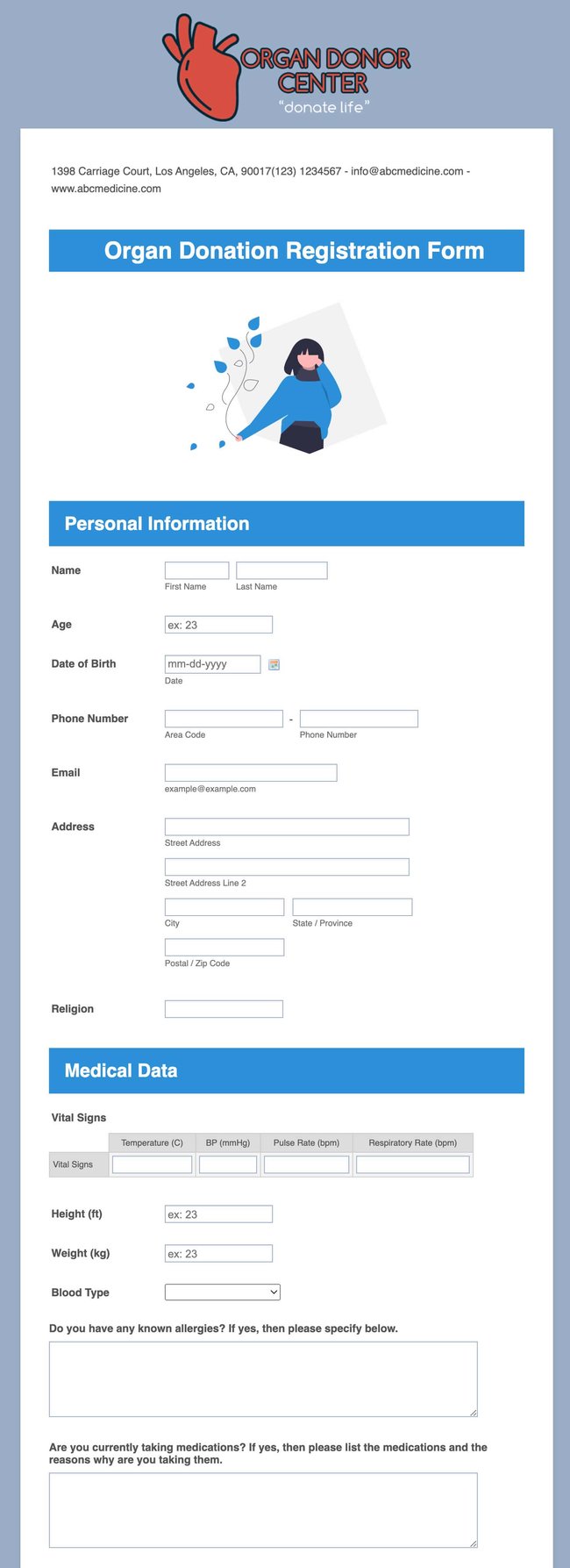 Blood Donation Form Template
