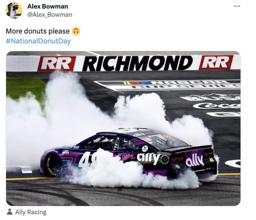 Alex bowman National Donut Day social media  holiday tweet