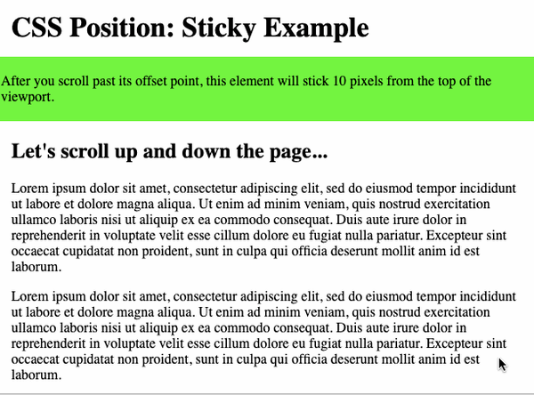 CSS position sticky example