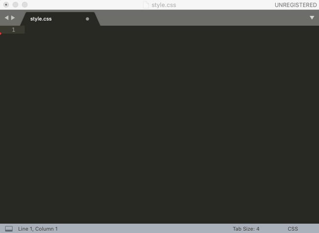 Creating new text file named "style.css" in Sublime Text to create Divi child theme