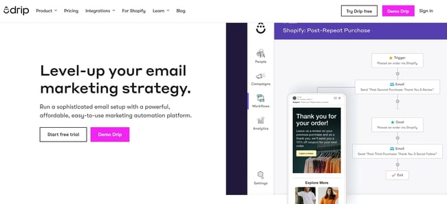 bulk email software, Drip's email marketing tool