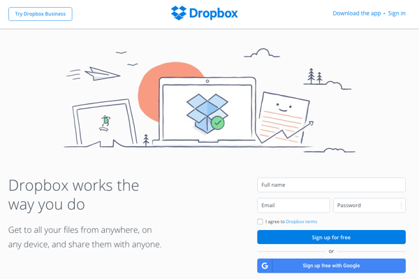 Example call to action button by Dropbox